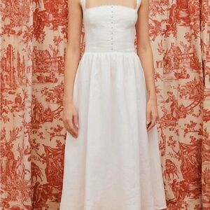 Reformation White Tagliatelle Linen Dress